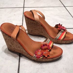 Coach. Wedges. Tan and color. Size 6.